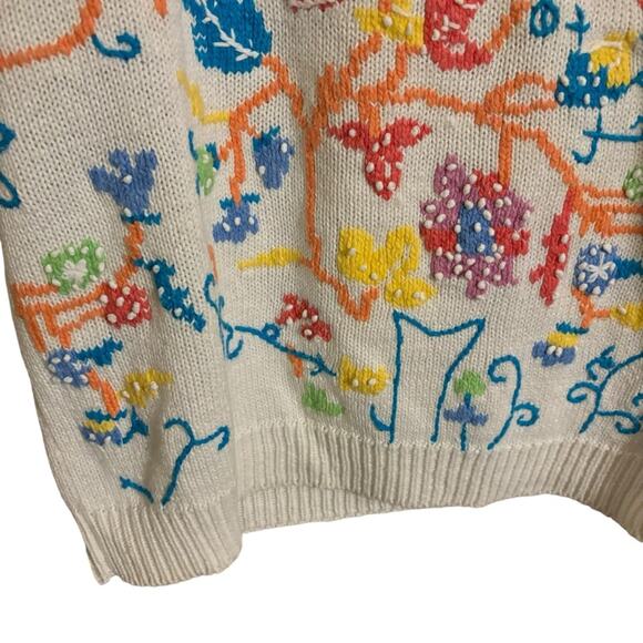 Vintage Needleworks Rainbow Short Sleeve Sweater Medium‎ - Picture 2 of 6